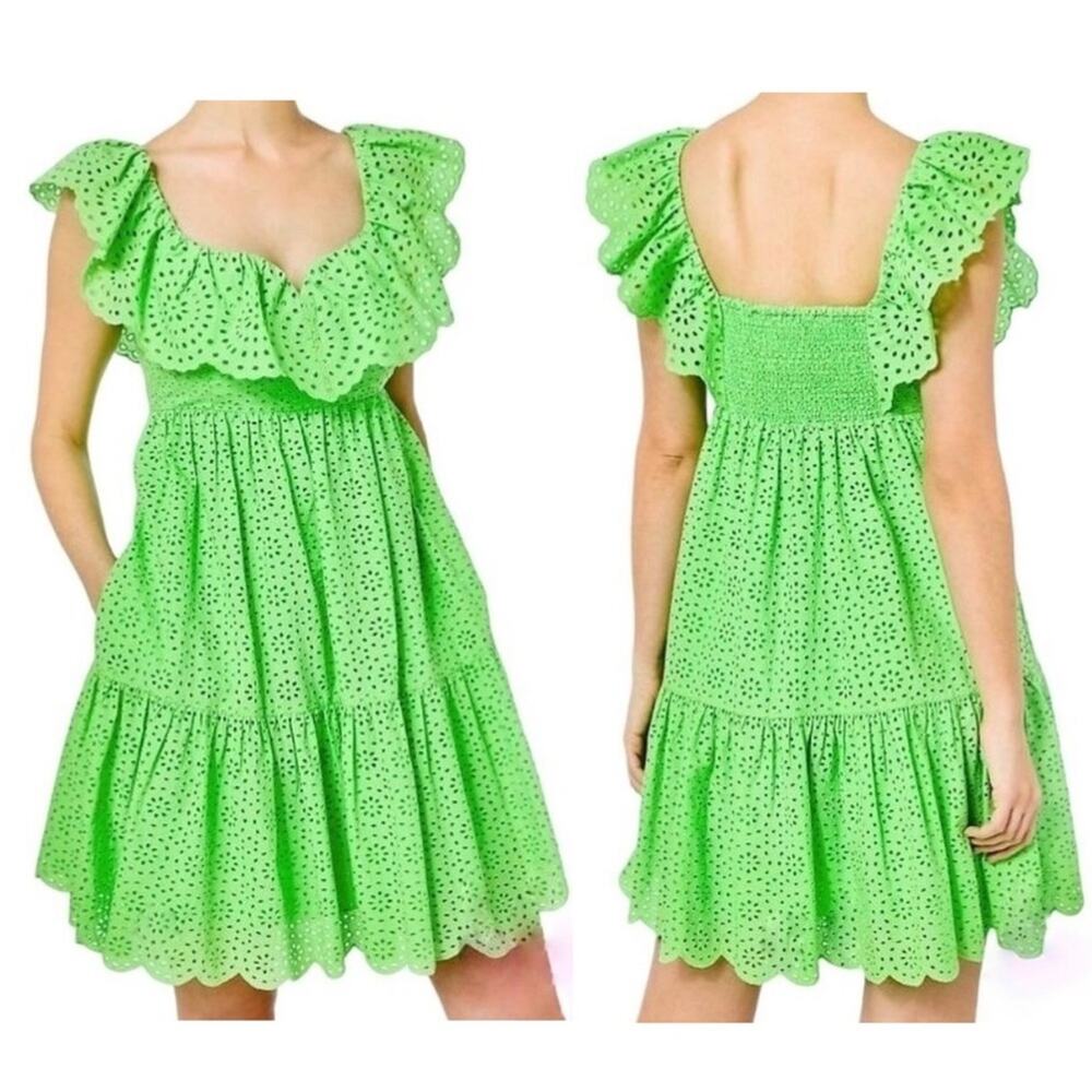 Lilly Pulitzer Asteria Dress Eyelet Babydoll Cabana Green Daisy Dreams NWT